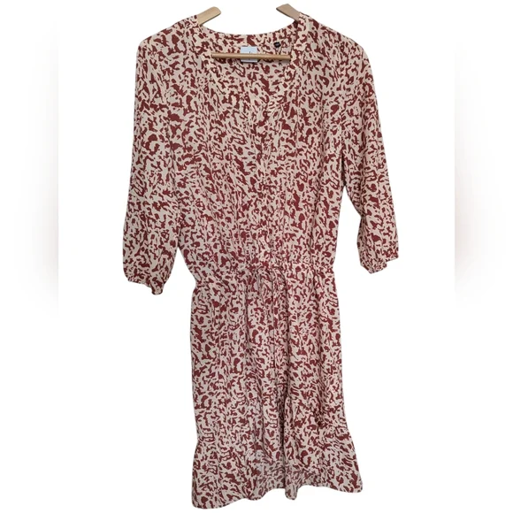 CAbi Sienna Ruffle‎ Trim Dress #5406 Rust Leopard Abstract Print  Small - Picture 2 of 9